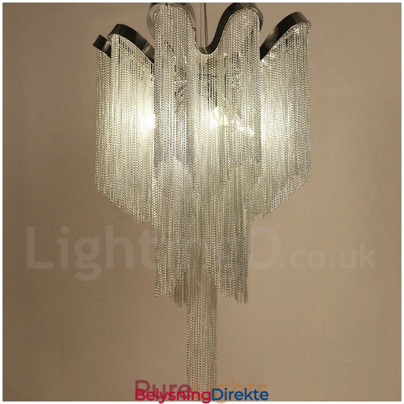 Aluminium Tassels Lysekrone Designer Pendellampe Sølvfarget