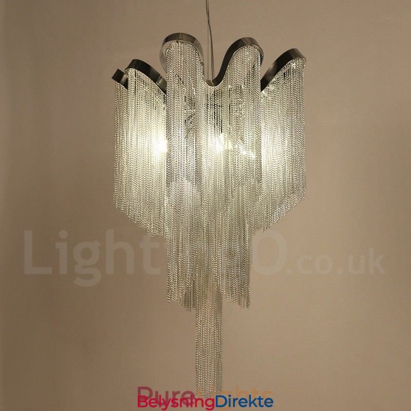 Aluminium Tassels Lysekrone Designer Pendellampe Sølvfarget