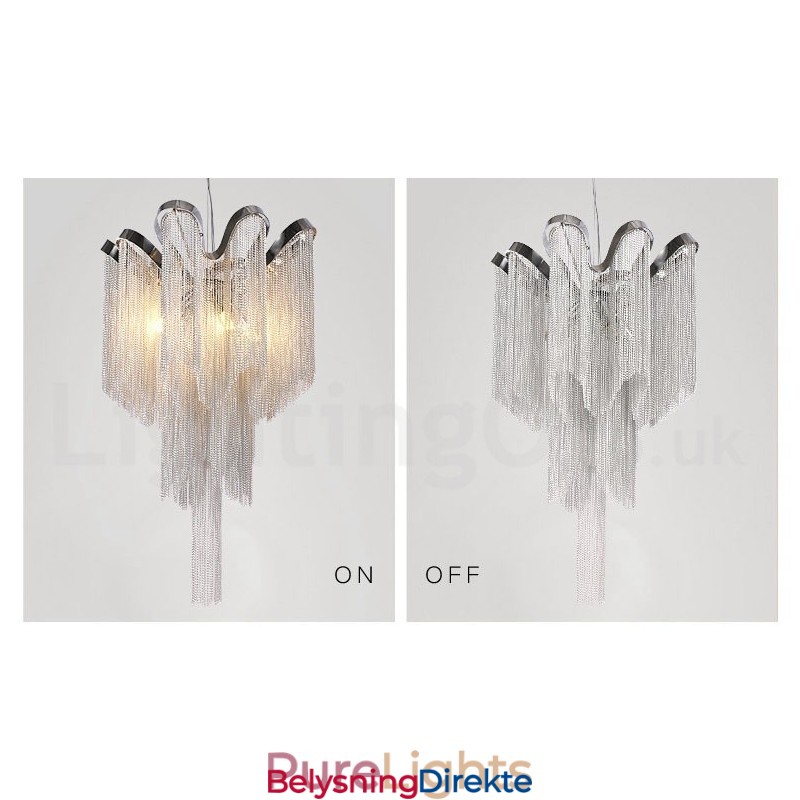 Aluminium Tassels Lysekrone Designer Pendellampe Sølvfarget