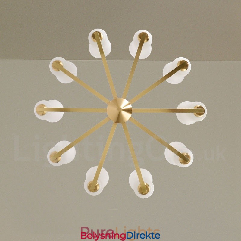 Retro Vintage Messing Anhengslysekrone Med Glassskjermer