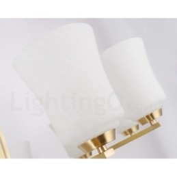 Retro Vintage Messing Anhengslysekrone Med Glassskjermer