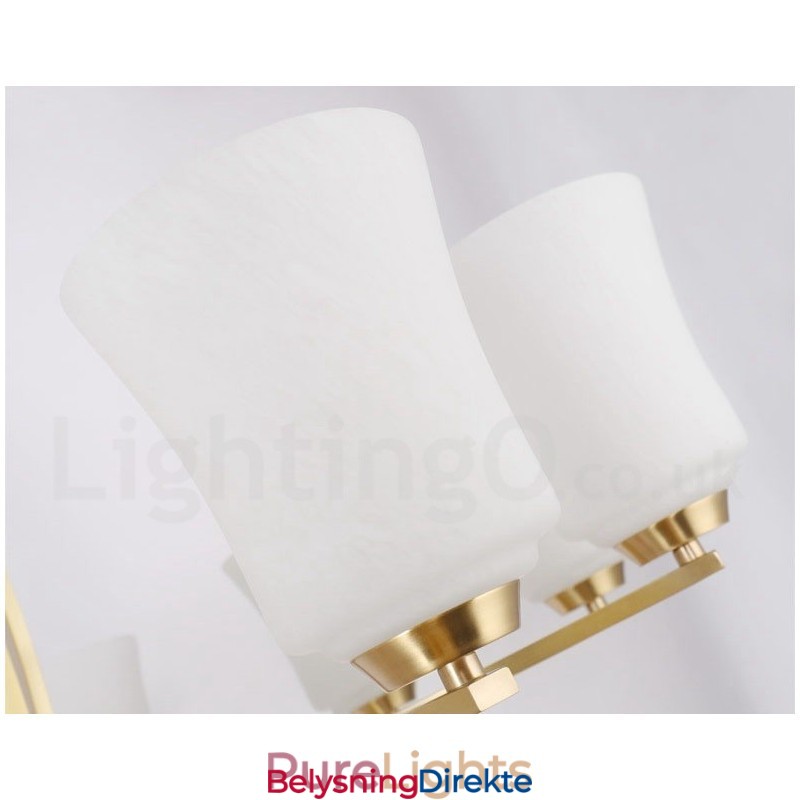 Retro Vintage Messing Anhengslysekrone Med Glassskjermer