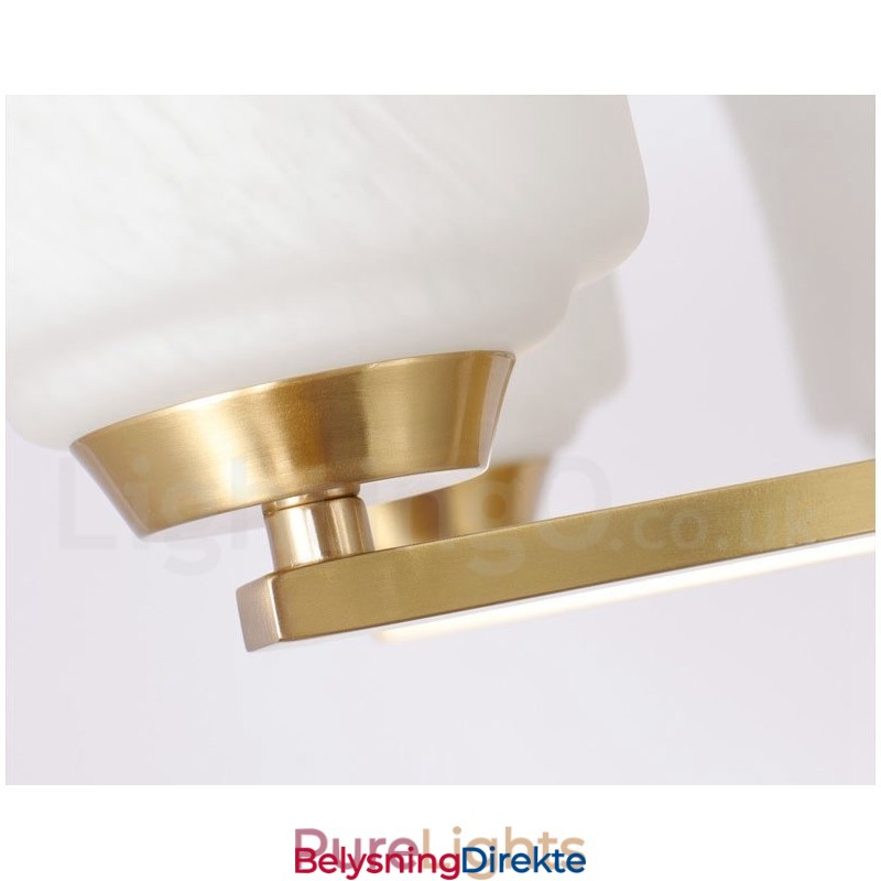 Retro Vintage Messing Anhengslysekrone Med Glassskjermer