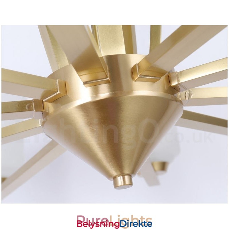 Retro Vintage Messing Anhengslysekrone Med Glassskjermer