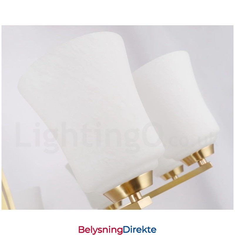 Stor, Luksuriøs, Rustikk, Retro Vintage-Lysekrone I Messing Med 12 Lys, Med Glassskjermer