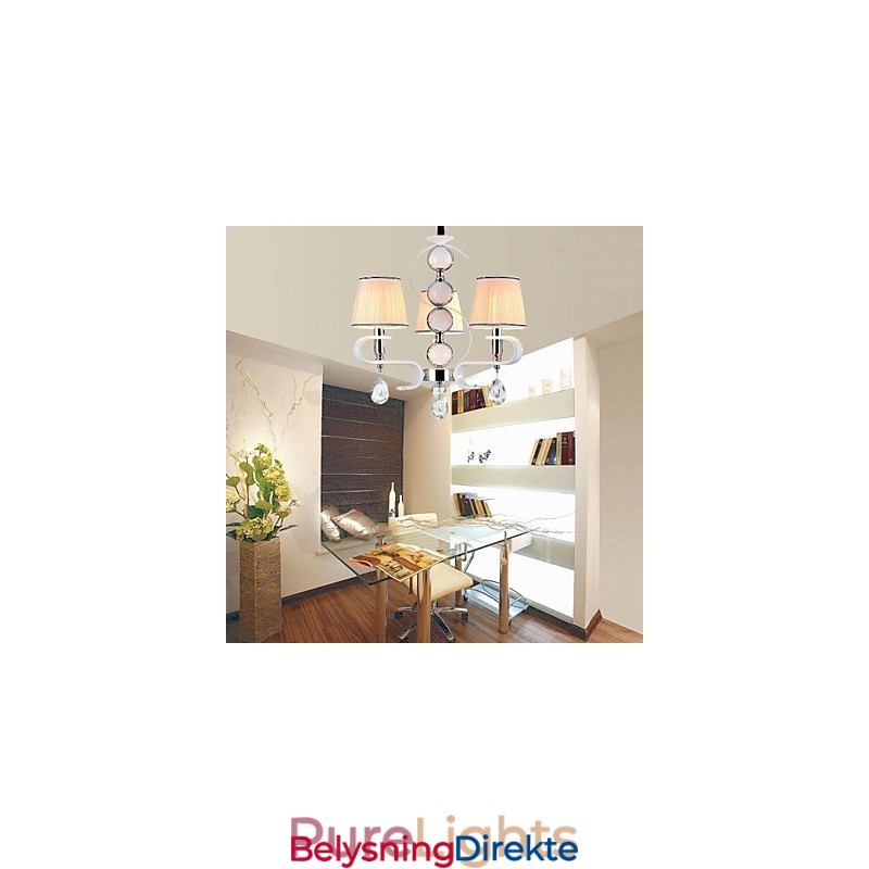 Stofflysekrone Med 3 Lys, Moderne Minimalistisk Lampe I Høy Kvalitet