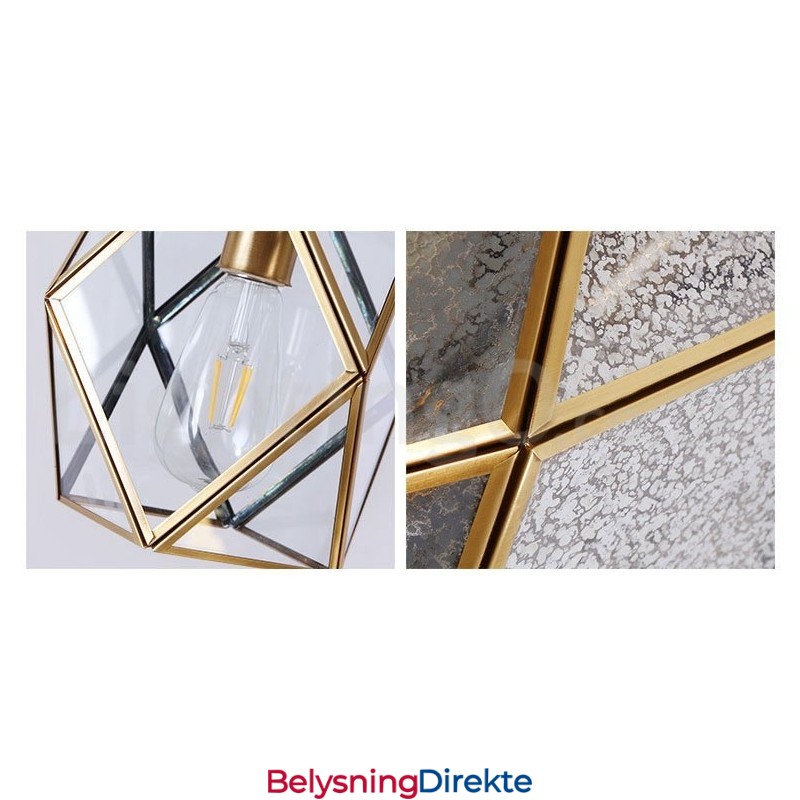 Rustikk Pendellampe I Nordisk Stil I Ren Messing Med Glassskjerm