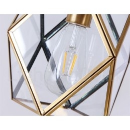 Rustikk Pendellampe I Nordisk Stil I Ren Messing Med Glassskjerm