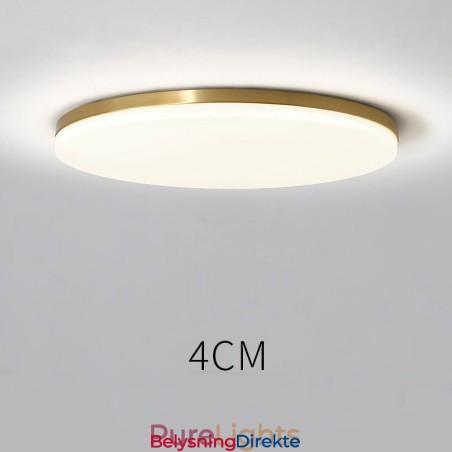 Ultratynne Runde Messinglamper I Dimbar, Moderne, Samtidskunst I Nordisk Stil, Innfelt Taklampe Med Akrylskjerm, Kan Også Brukes Som Vegglampe