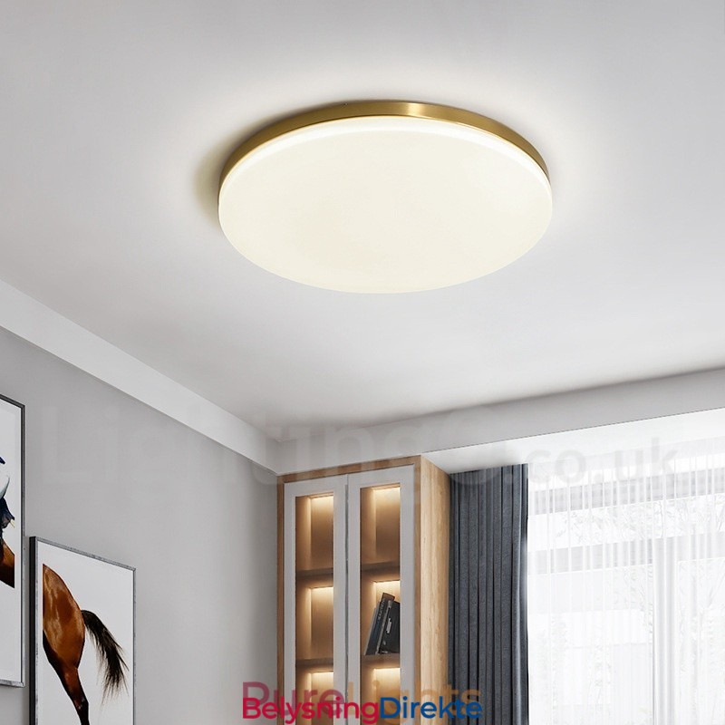 Ultratynne Runde Messinglamper I Dimbar, Moderne, Samtidskunst I Nordisk Stil, Innfelt Taklampe Med Akrylskjerm, Kan Også Brukes Som Vegglampe