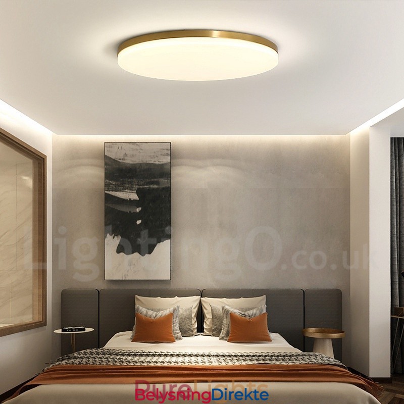 Ultratynne Runde Messinglamper I Dimbar, Moderne, Samtidskunst I Nordisk Stil, Innfelt Taklampe Med Akrylskjerm, Kan Også Brukes Som Vegglampe