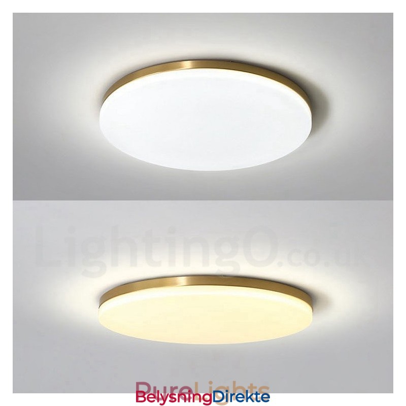 Ultratynne Runde Messinglamper I Dimbar, Moderne, Samtidskunst I Nordisk Stil, Innfelt Taklampe Med Akrylskjerm, Kan Også Brukes Som Vegglampe