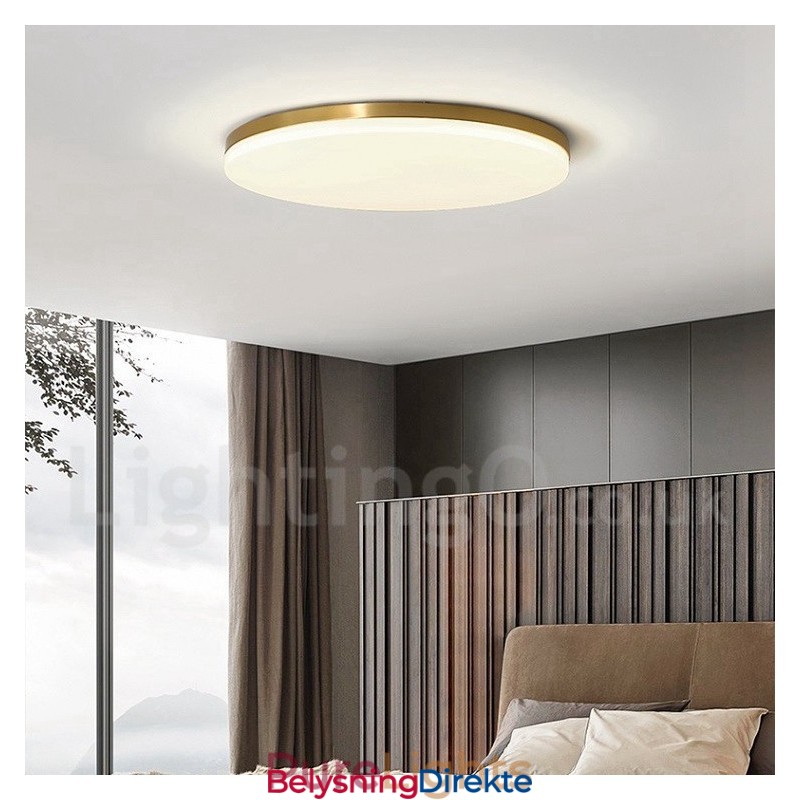 Ultratynne Runde Messinglamper I Dimbar, Moderne, Samtidskunst I Nordisk Stil, Innfelt Taklampe Med Akrylskjerm, Kan Også Brukes Som Vegglampe