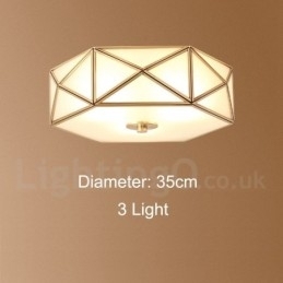 Rustikk Taklampe I Nordisk Stil I Ren Messing Med Glassskjerm