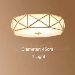 Rustikk Taklampe I Nordisk Stil I Ren Messing Med Glassskjerm