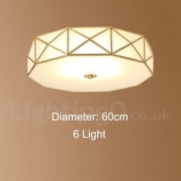 Rustikk Taklampe I Nordisk Stil I Ren Messing Med Glassskjerm