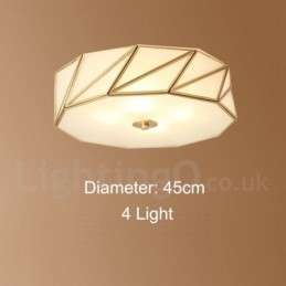 Rustikk Taklampe I Nordisk Stil I Ren Messing Med Glassskjerm