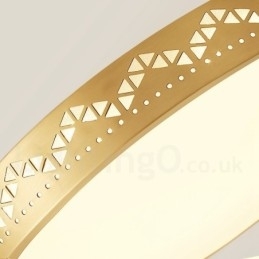 Rund Taklampe I Ren Messing, Moderne Og Moderne I Nordisk Stil Med Innfelt Tak Og Akrylskjerm