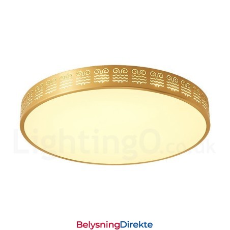 Rund Taklampe I Ren Messing, Moderne Og Moderne I Nordisk Stil Med Innfelt Tak Og Akrylskjerm