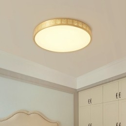 Rund Taklampe I Ren Messing, Moderne Og Moderne I Nordisk Stil Med Innfelt Tak Og Akrylskjerm