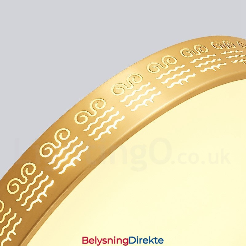 Rund Taklampe I Ren Messing, Moderne Og Moderne I Nordisk Stil Med Innfelt Tak Og Akrylskjerm