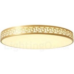 Rund Taklampe I Ren Messing, Moderne Og Moderne I Nordisk Stil Med Innfelt Tak Og Akrylskjerm