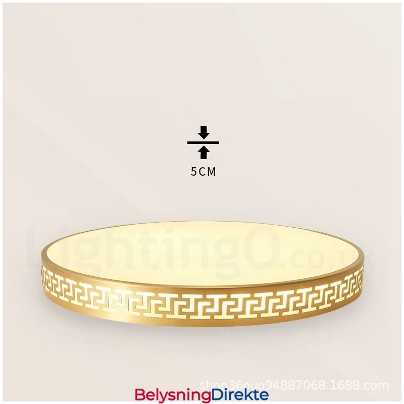 Rund Taklampe I Ren Messing, Moderne Og Moderne I Nordisk Stil Med Innfelt Tak Og Akrylskjerm