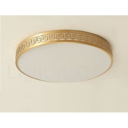 Rund Taklampe I Ren Messing, Moderne Og Moderne I Nordisk Stil Med Innfelt Tak Og Akrylskjerm