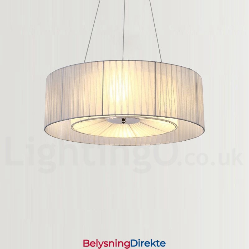 Drum 4-Lys Pendellampe Moderne Med Stoffskjerm