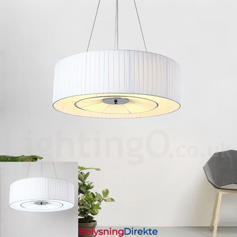 Drum 4-Lys Pendellampe Moderne Med Stoffskjerm