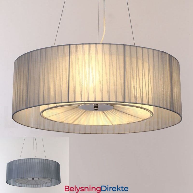 Drum 4-Lys Pendellampe Moderne Med Stoffskjerm