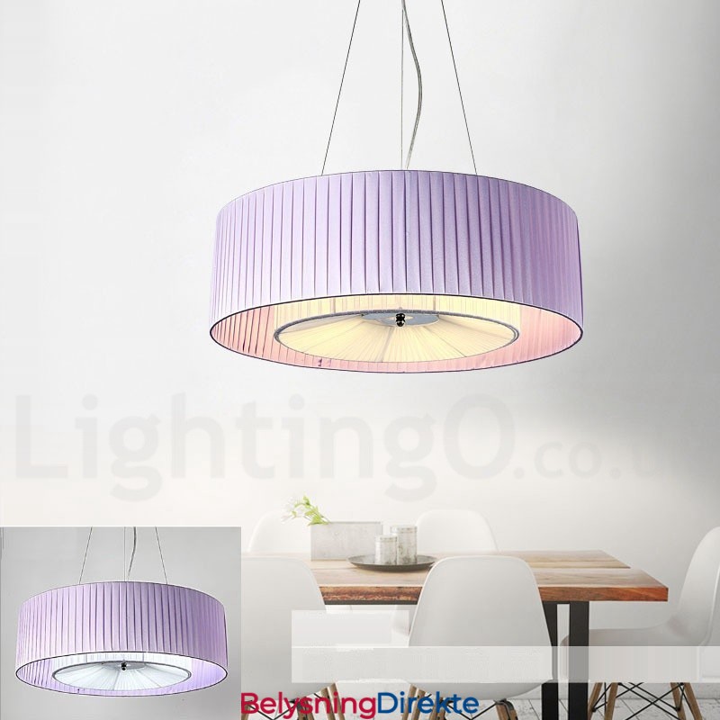 Drum 4-Lys Pendellampe Moderne Med Stoffskjerm