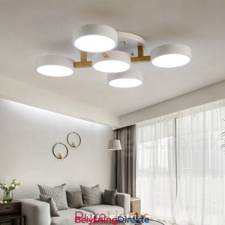 Trelysekrone Moderne Samtidskunst Nordisk Stil Innfelt Taklampe Med Akrylskjerm