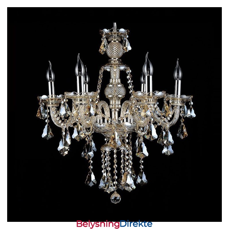 6 Lys Retro Konjakkfarget K9 Krystall Moderne Lysekrone