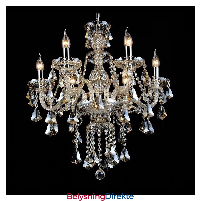 6 Lys Retro Konjakkfarget K9 Krystall Moderne Lysekrone