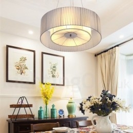 Drum 4-Lys Pendellampe Moderne Med Stoffskjerm