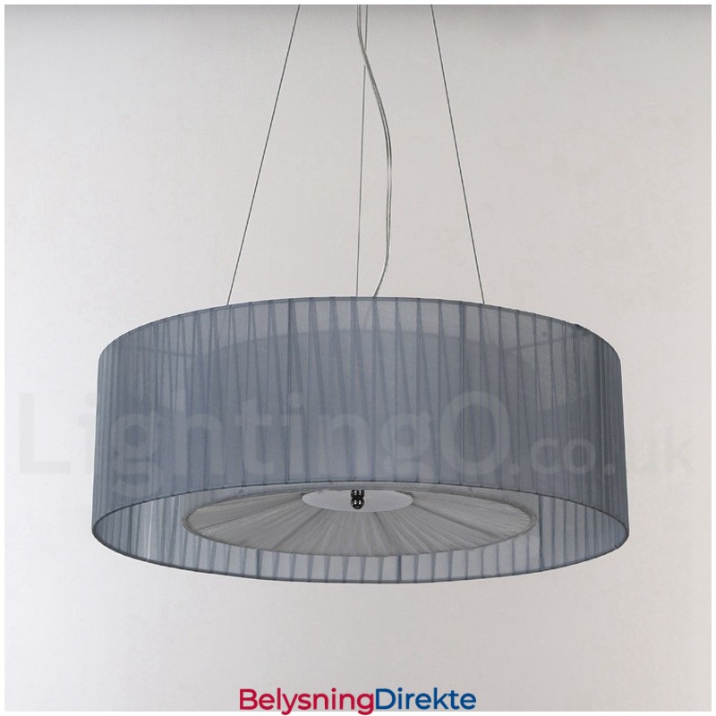 Drum 4-Lys Pendellampe Moderne Med Stoffskjerm