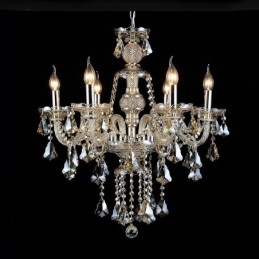 6 Lys Retro Konjakkfarget K9 Krystall Moderne Lysekrone