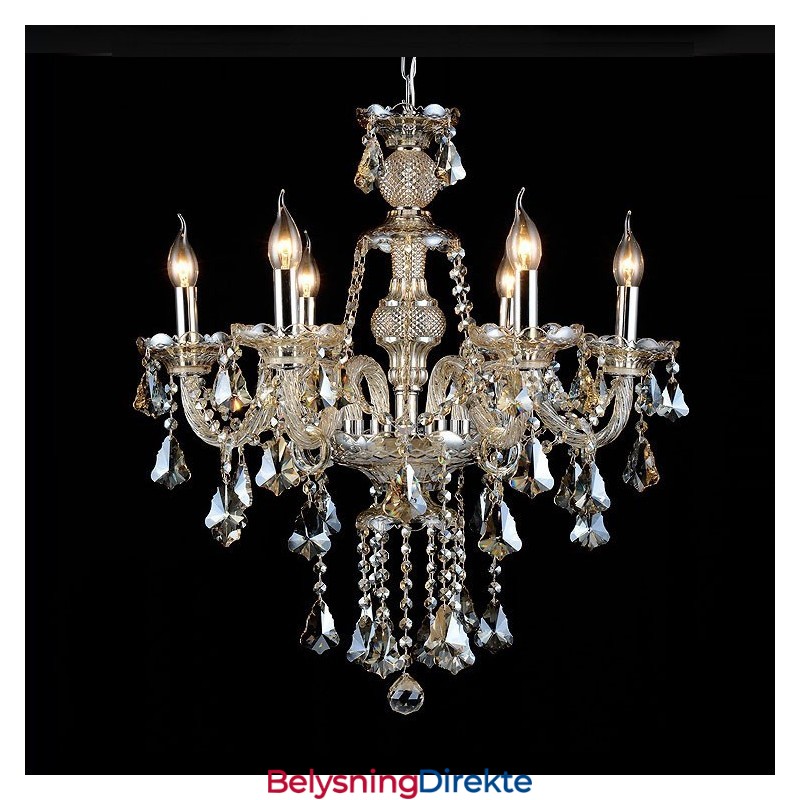 6 Lys Retro Konjakkfarget K9 Krystall Moderne Lysekrone