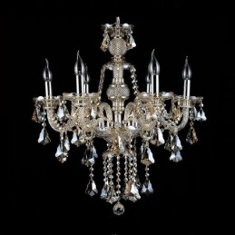 6 Lys Retro Konjakkfarget K9 Krystall Moderne Lysekrone