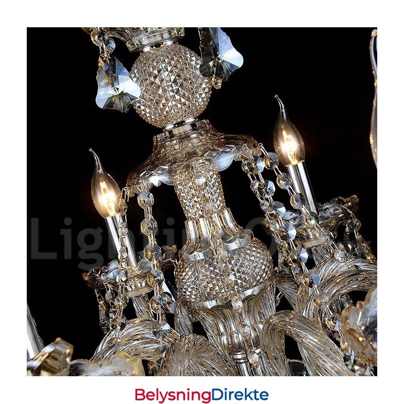 12 Lys Retro Konjakkfarget K9 Krystall Moderne Lysekrone