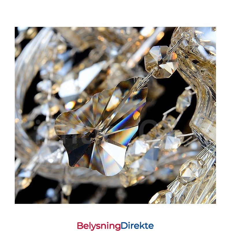 12 Lys Retro Konjakkfarget K9 Krystall Moderne Lysekrone