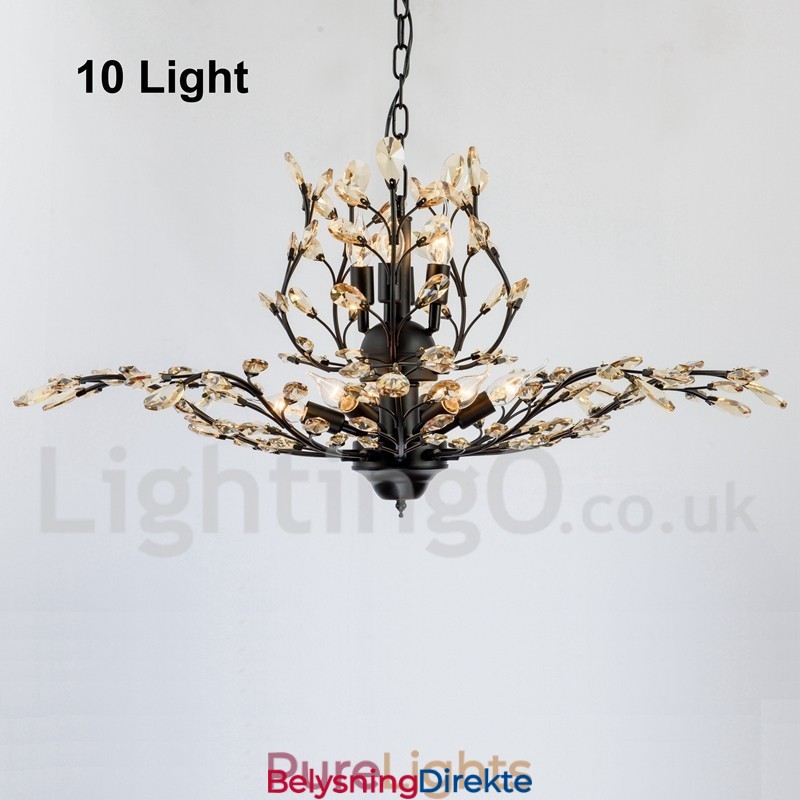 Krystalljernslysekrone Med Moderne Krystallbelysning