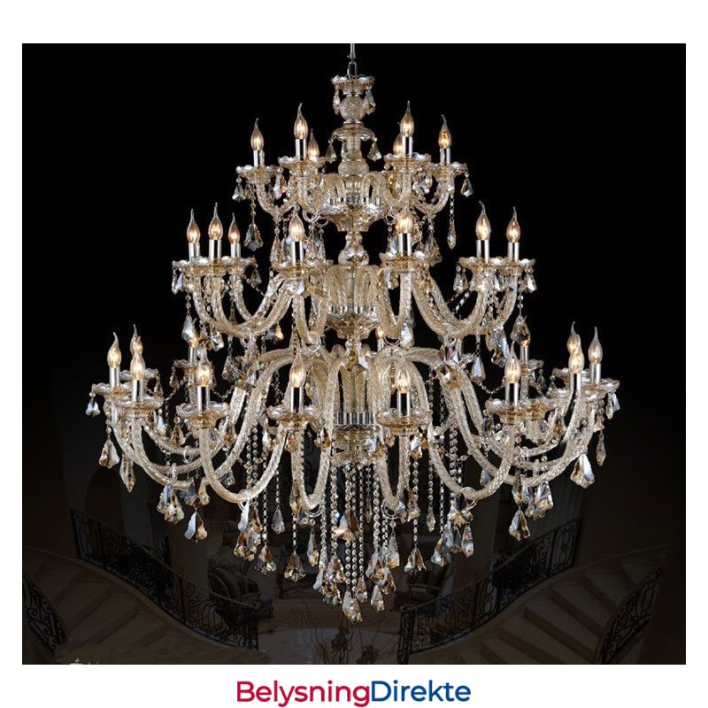 Ekstra Stor 3-Etasjes Retro Konjakkfarget K9 Krystall Moderne Luksuriøs Lysekrone