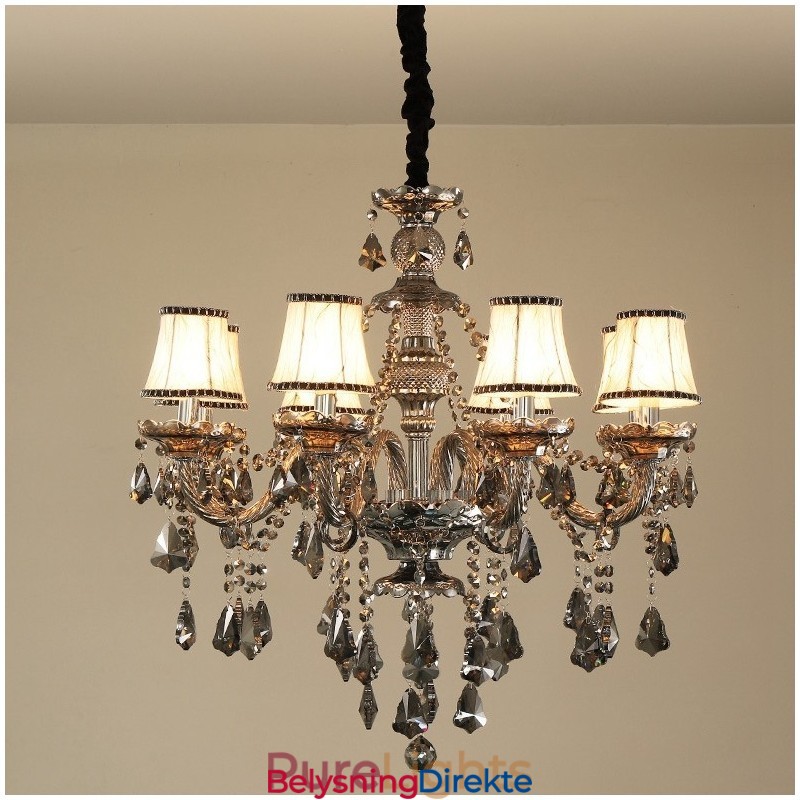 8 Lys Retro Grå Farge K9 Krystalllys Lysekrone