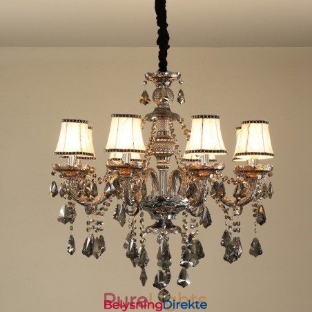 8 Lys Retro Grå Farge K9 Krystalllys Lysekrone