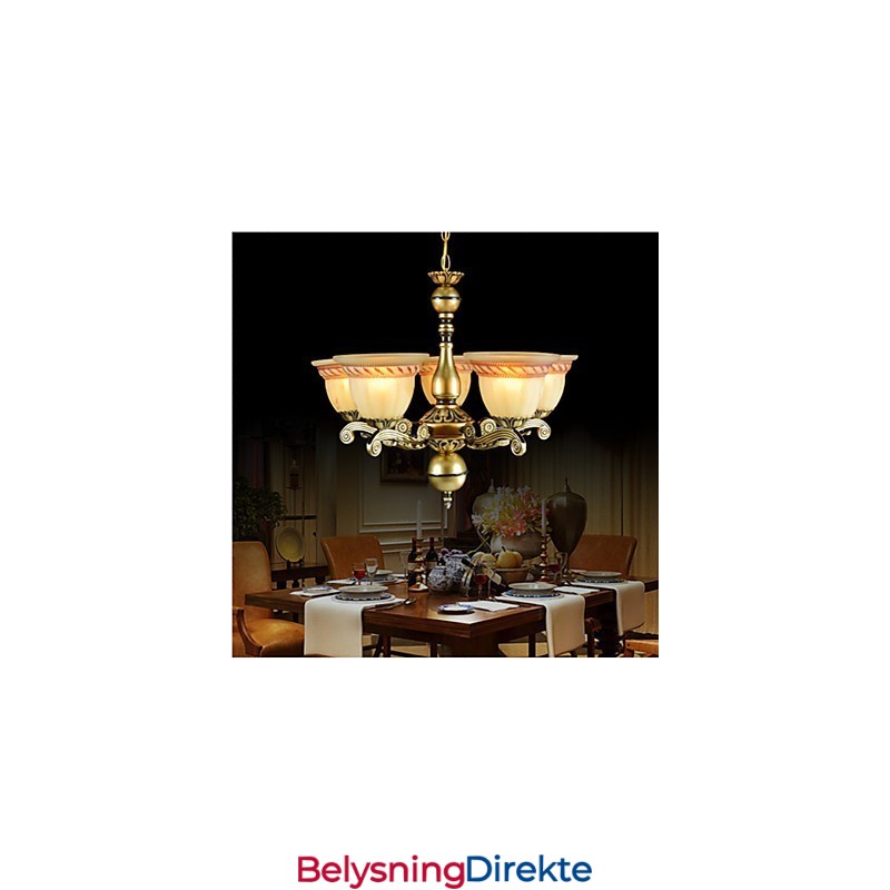 Lysekrone Med Fem Lys I Bronse, Europeisk Retroklassiker