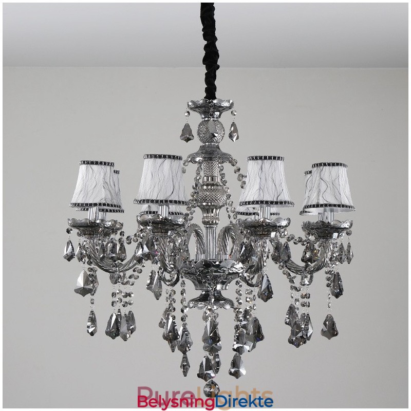 8 Lys Retro Grå Farge K9 Krystalllys Lysekrone