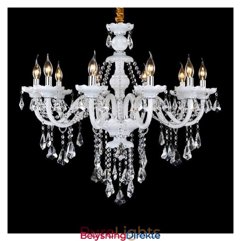 Retro Hvitfarget K9 Klar Krystalllysekrone