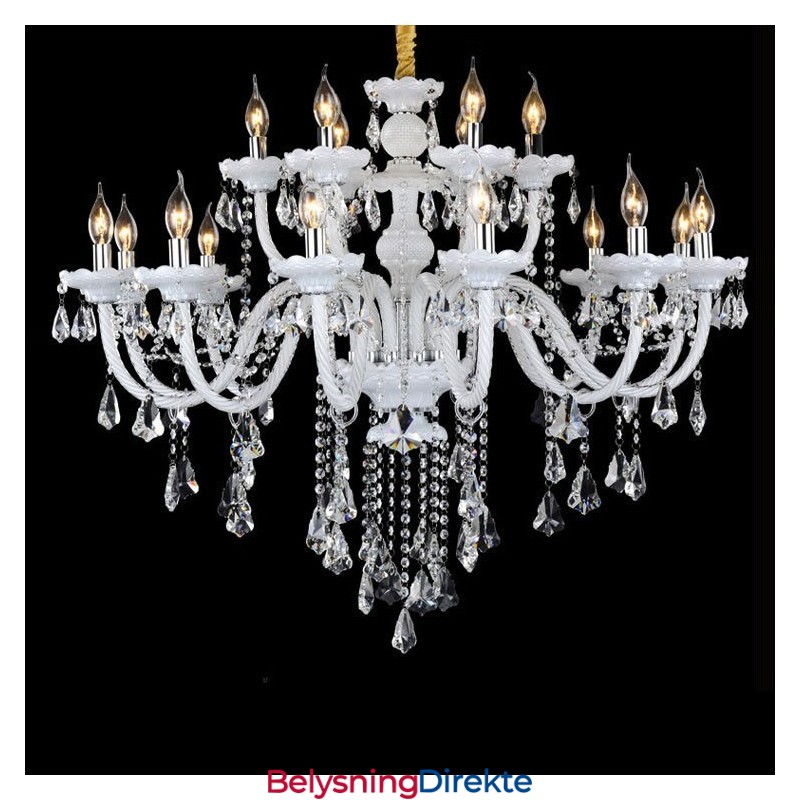 15 Lys Retro Hvit Farge K9 Klar Krystall Lysekrone